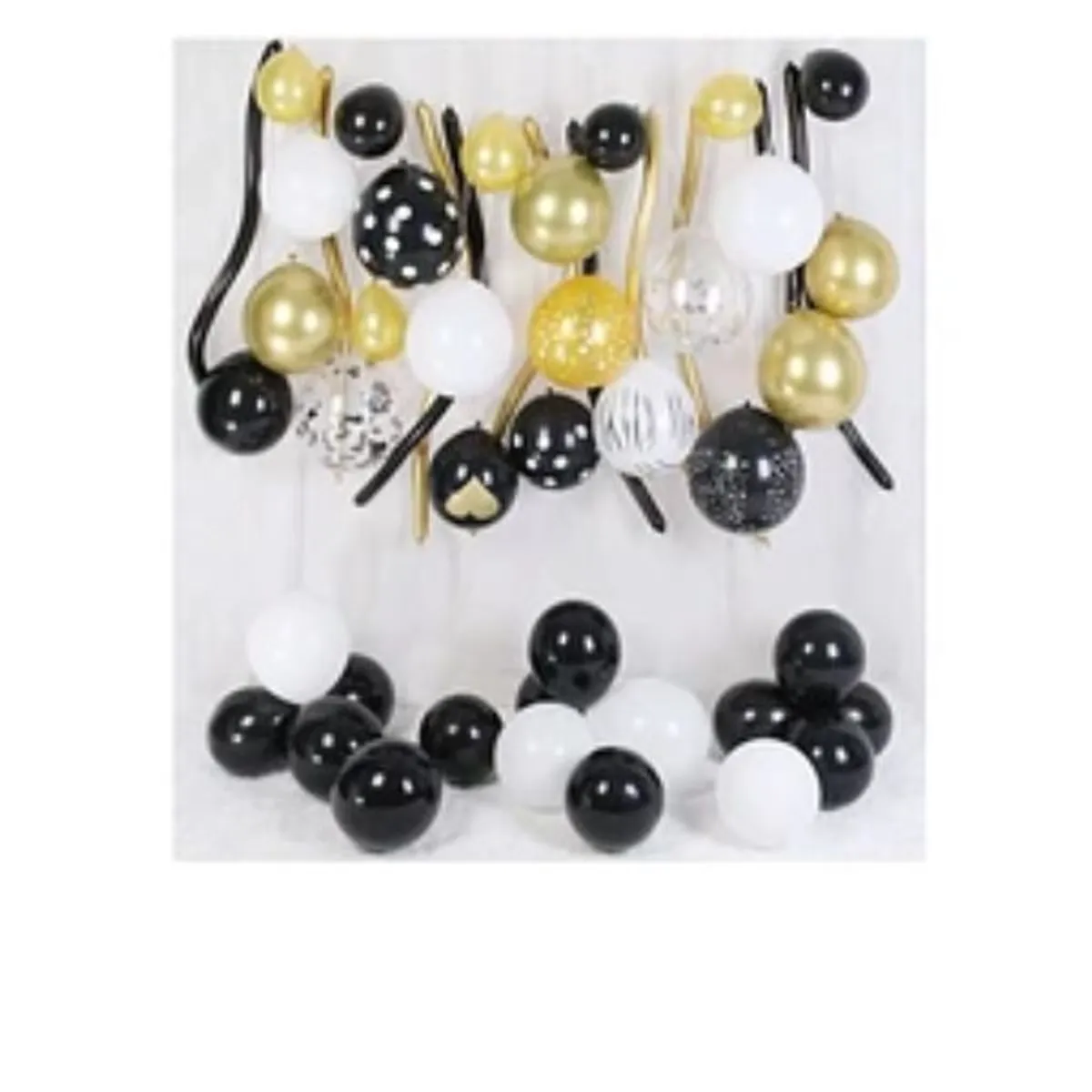 GENERICO - Set de globos de látex dorado y negro 49pcs