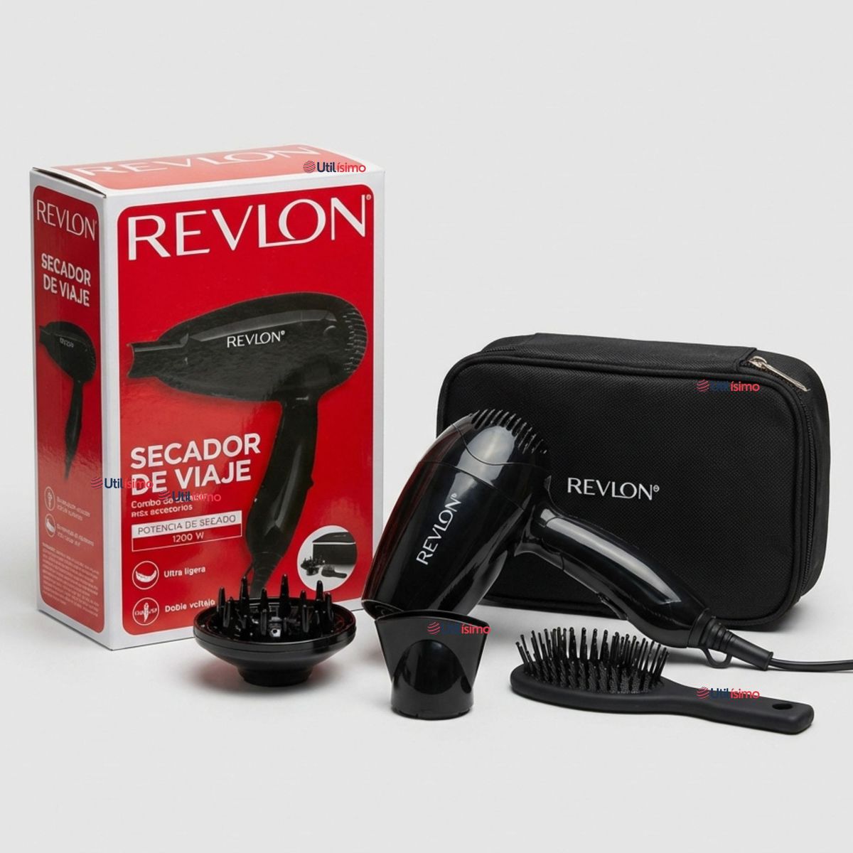 REVLON - Kit Secador De Viaje Con Bolso Revlon 800W Negro