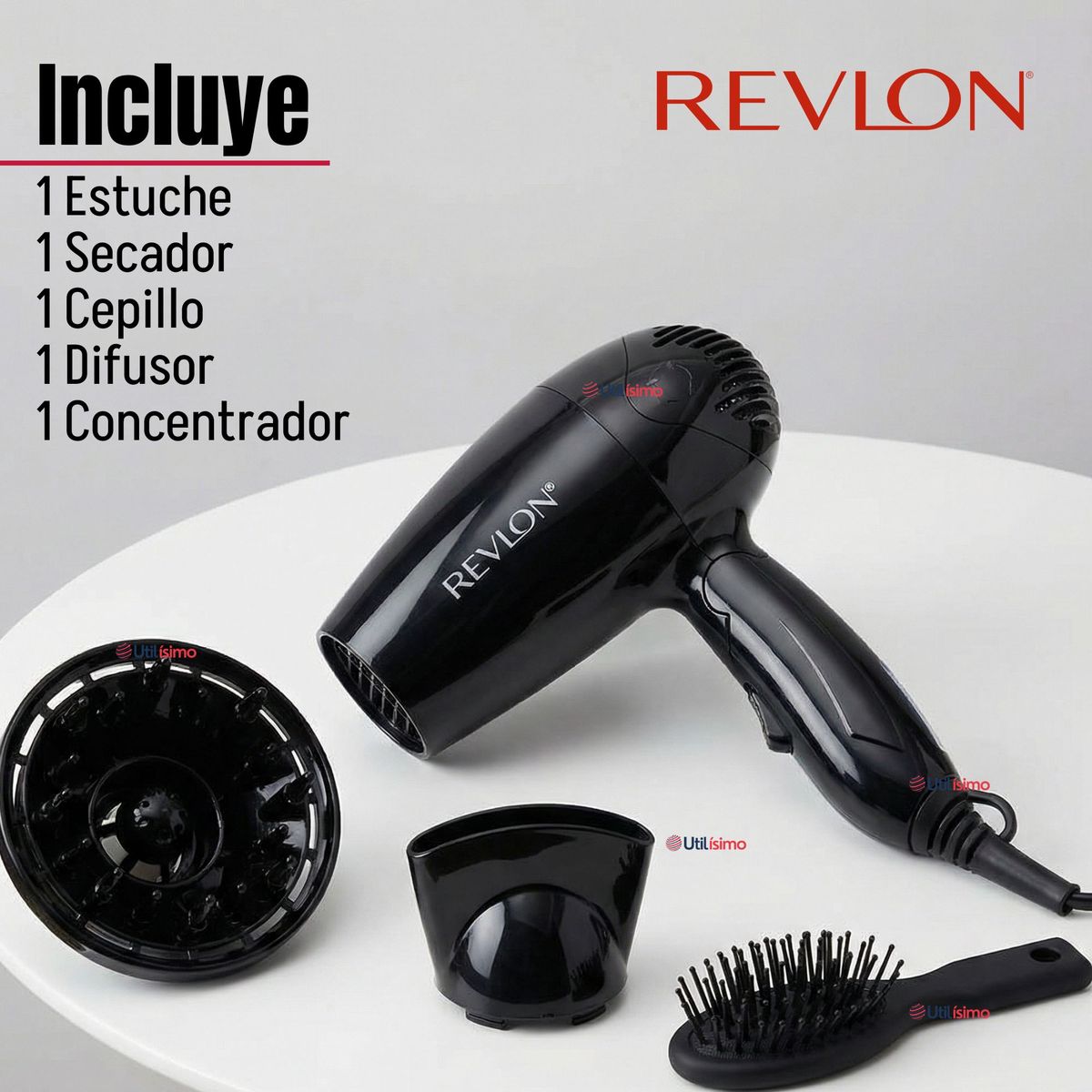 REVLON - Kit Secador De Viaje Con Bolso Revlon 800W Negro