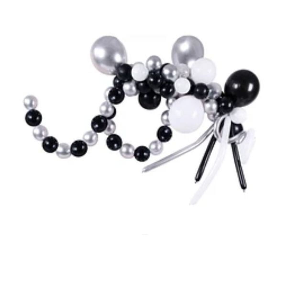 GENERICO - Set de globos de látex negro y plateado 74pcs