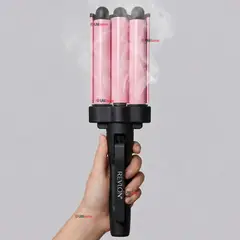 REVLON - Onduladora De Pelo Waver Jumbo De 3 Barriles 120W Rosa