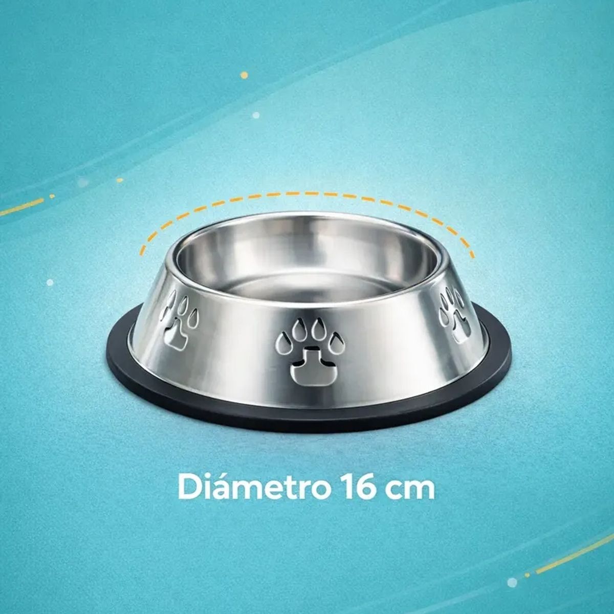 GENERICO - x4 Comedero Metalico Gato Platos Perro Mascota Acero Inox 16 Cm