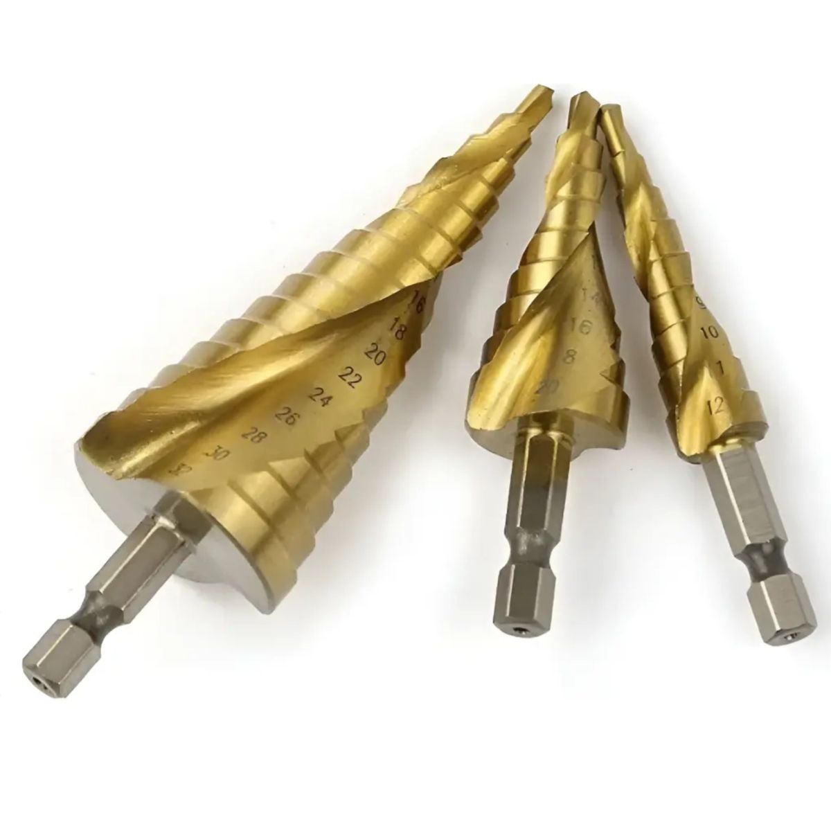 GENERICO - Set 3 Brocas Conicas Espiral 4-12/20/32mm Hss