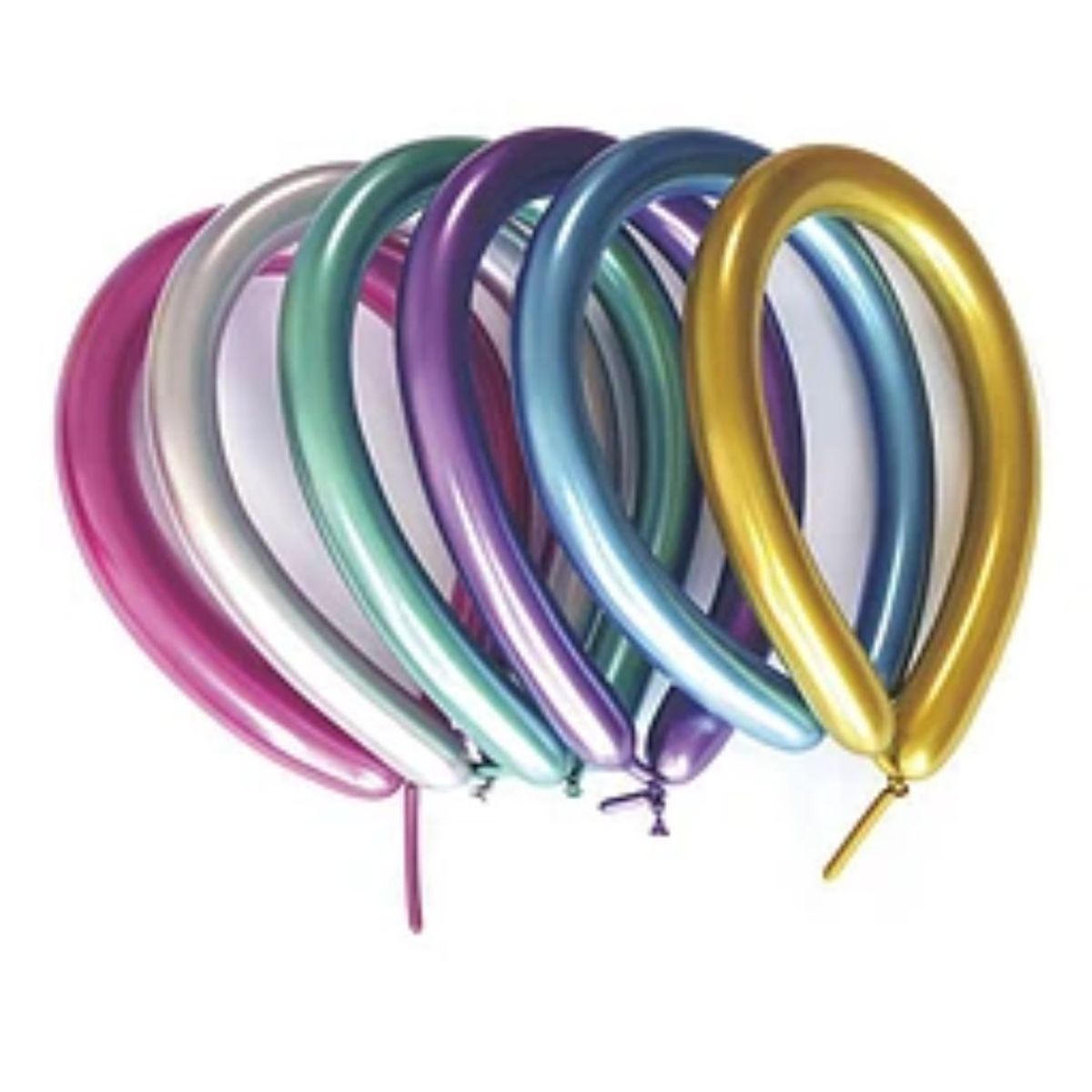 GENERICO - Globos largos cromados multicolor 10pcs