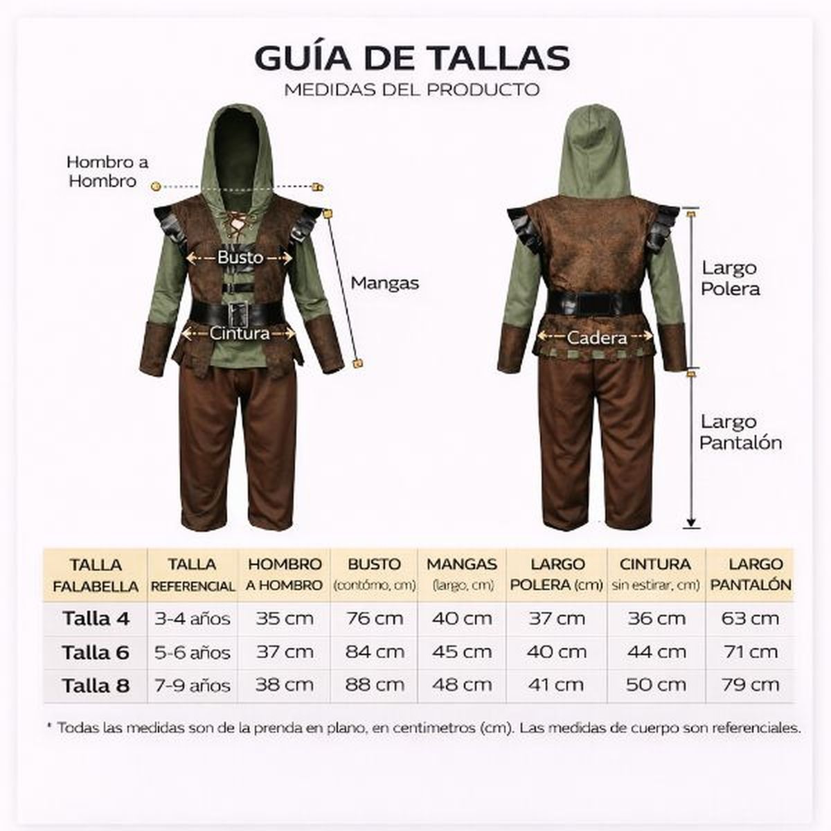 GENERICO - Disfraz Traje Robin Hood Cuentos Infantiles Dia Del libro Halloween Niños