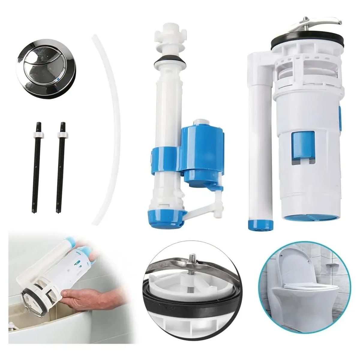 KUANGYE - Kit De Valvula Completo Para Estanque Con Botón Wc Fitting