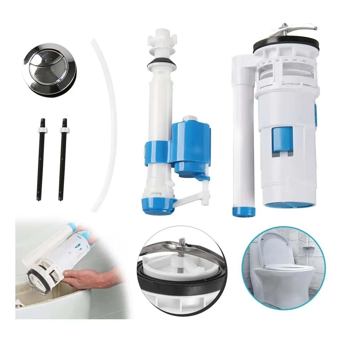 KUANGYE - Kit De Valvula Completo Para Estanque Con Botón Wc Fitting