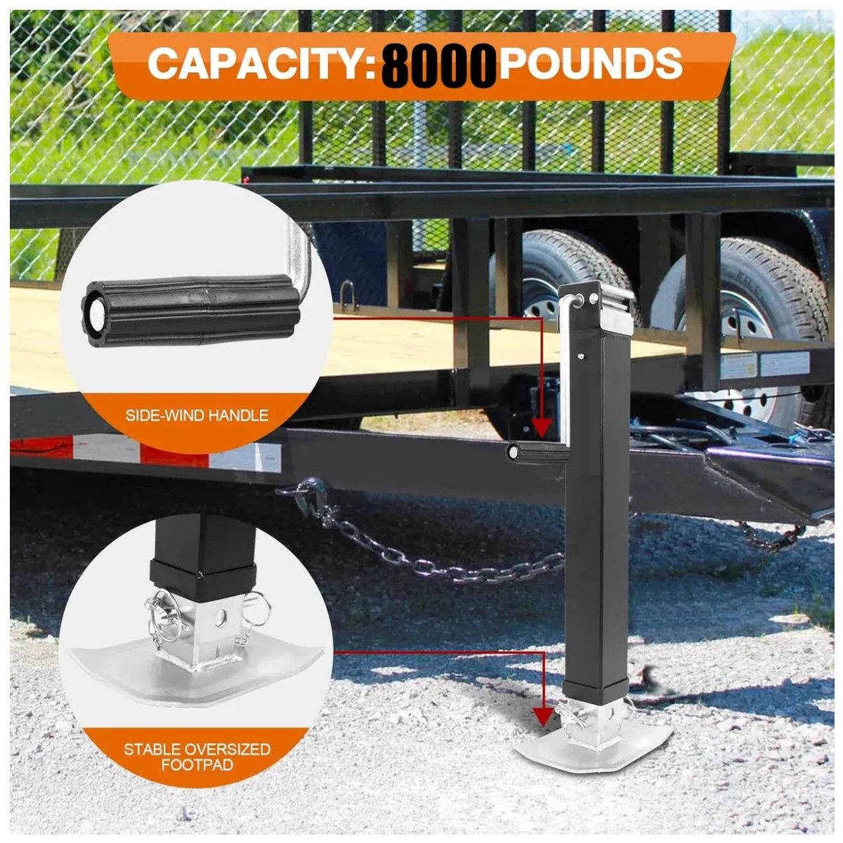 KUANGYE - Pata De Apoyo 8000lb Enganche Arrastre Tiro Carro