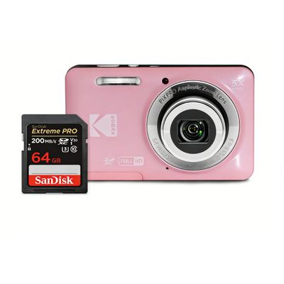 Kodak Pixpro Fz55 Digital Camera Rose + 64Gb Extreme Pro