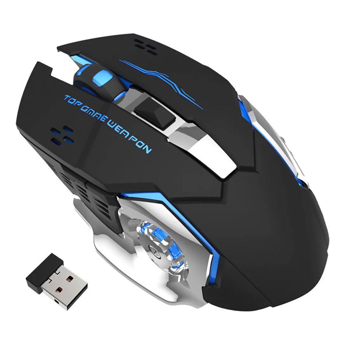 GENERICO - Mouse Gamer Inalámbrico Silencioso Y Recargable Con Luz Led