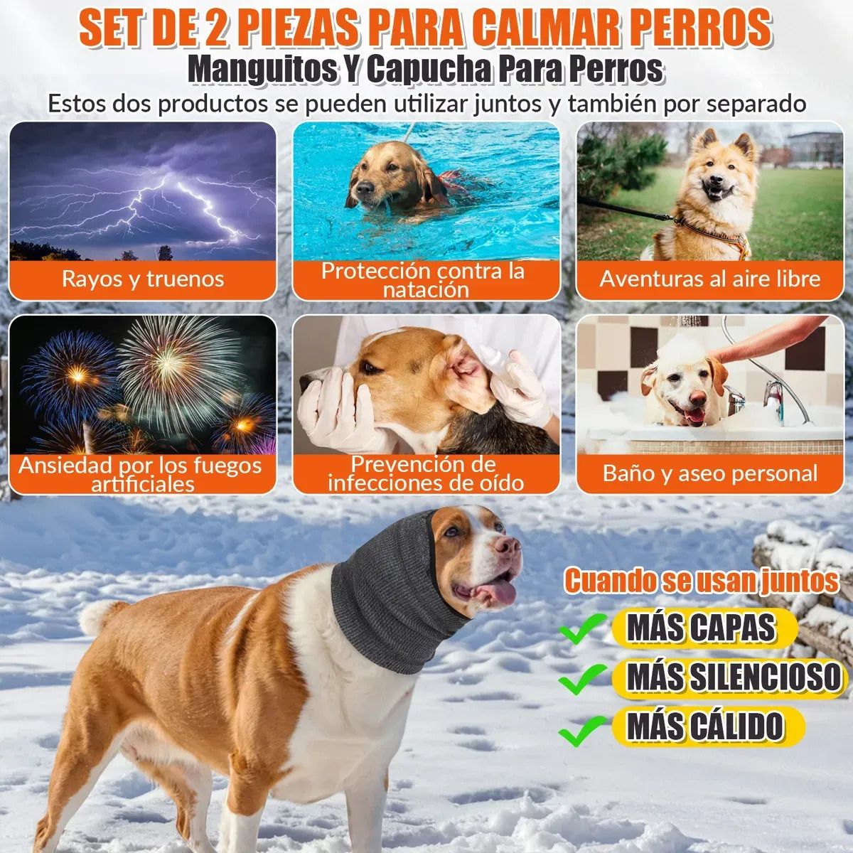 GENERICO - 2 Ajustablesorejeras Para Perros Aislantes Ruido Mascotas