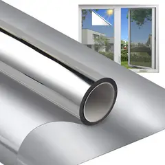 KUANGYE - Vinilo Espejo Plateado 600cmx120cm Protección UV Privacidad Ventanas