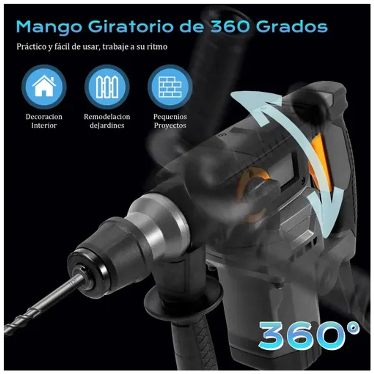EVERSO - Martillo Demoledor Electrico De Concreto Profesional 2200w