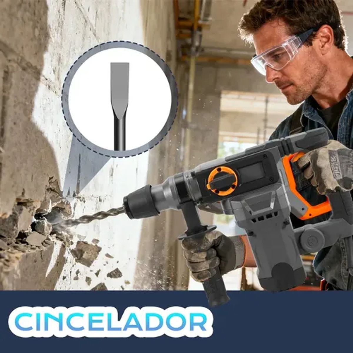 EVERSO - Martillo Demoledor Electrico De Concreto Profesional 2200w