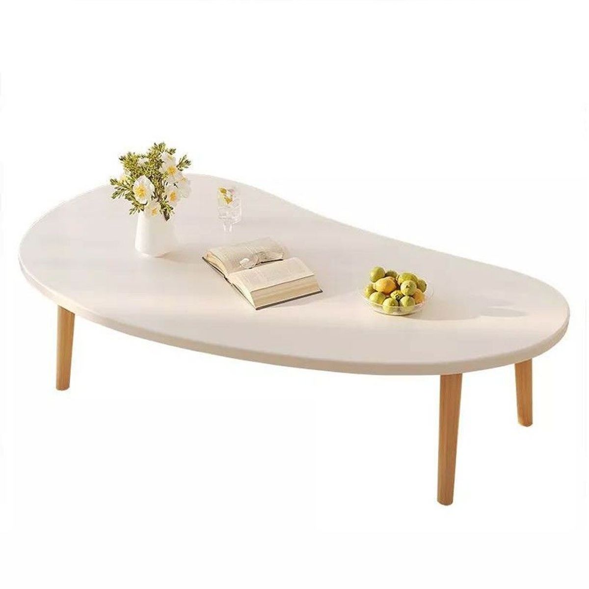 GENERICO - Mesa De Centro Ovalada 76x37x42 Cm Color Blanco
