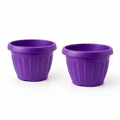 GENERICO - Pack 2 Maceteros Plástico Redondo Lila 15 cm