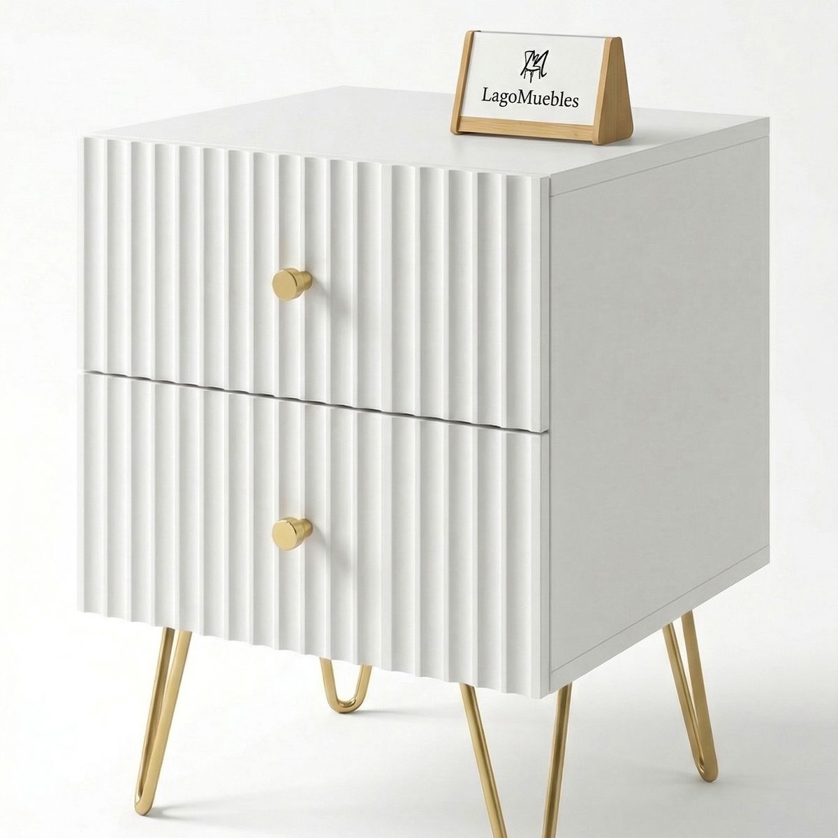 GENERICO - Velador 2 Cajones Organizador  Dormitorio Nórdico Estilo Cream 40x40x47cm MDF