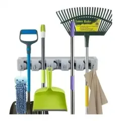 GENERICO - Colgador De Escobas Y Utiles De Aseo Con Ganchos Organizador