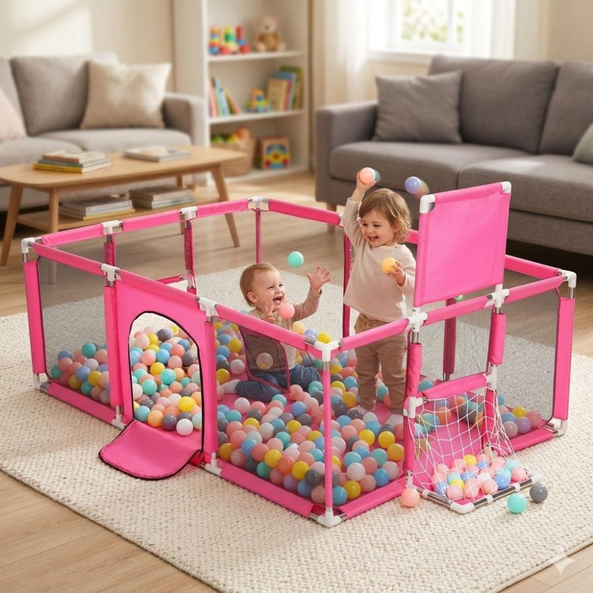 GENERICO - Corral Parque Infantil Bebé Plegable Con Canasta Malla 180cm