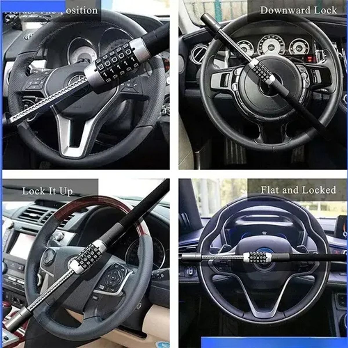 EVERSO - Traba Volante Con Clave Universal Bloqueo Antirrobo Auto