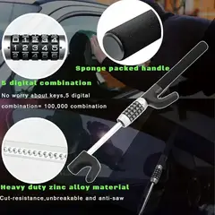 EVERSO - Traba Volante Con Clave Universal Bloqueo Antirrobo Auto