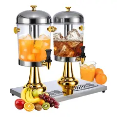 PASTELERIUSCL - Dispensadores Dobles De Bebidas Con Soporte Dispensador 4.5l Plateado Con Dorado