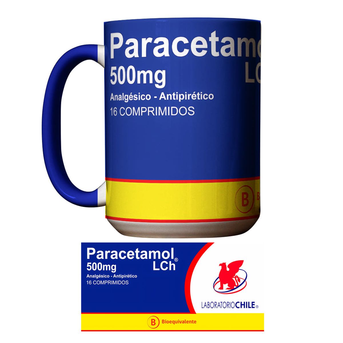 SM - Tazón Divertido 15oz Diseño Paracetamol 500mg  Taza Humor Oficina Café
