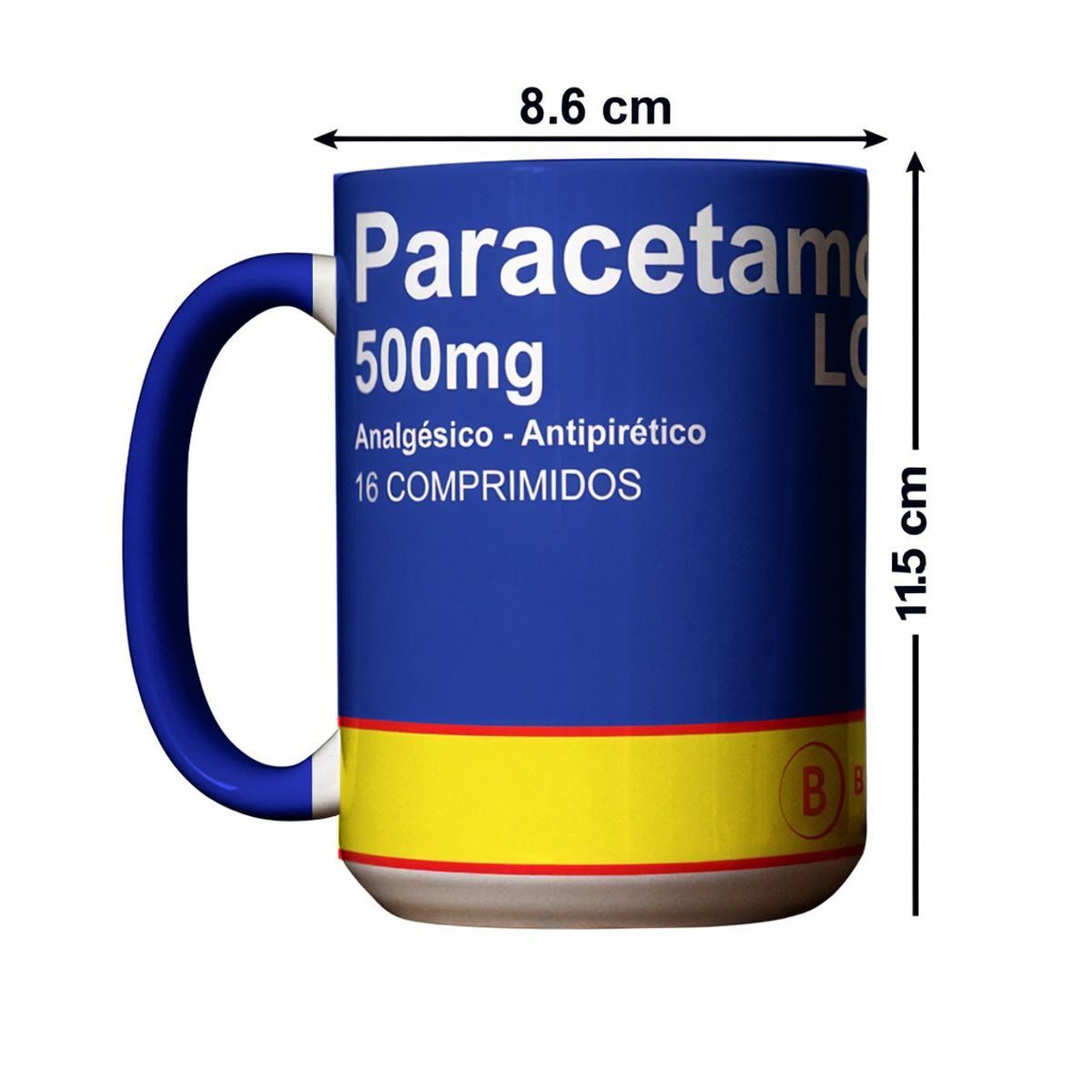SM - Tazón Divertido 15oz Diseño Paracetamol 500mg  Taza Humor Oficina Café