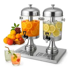 PASTELERIUSCL - Dispensadores Doble De Bebidas Para Fiestas Jarras De 4.5l Plateado