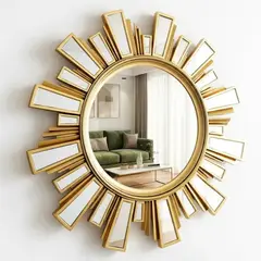 TOPSOC - Espejo Decorativo Circular Dorado 59 Cm