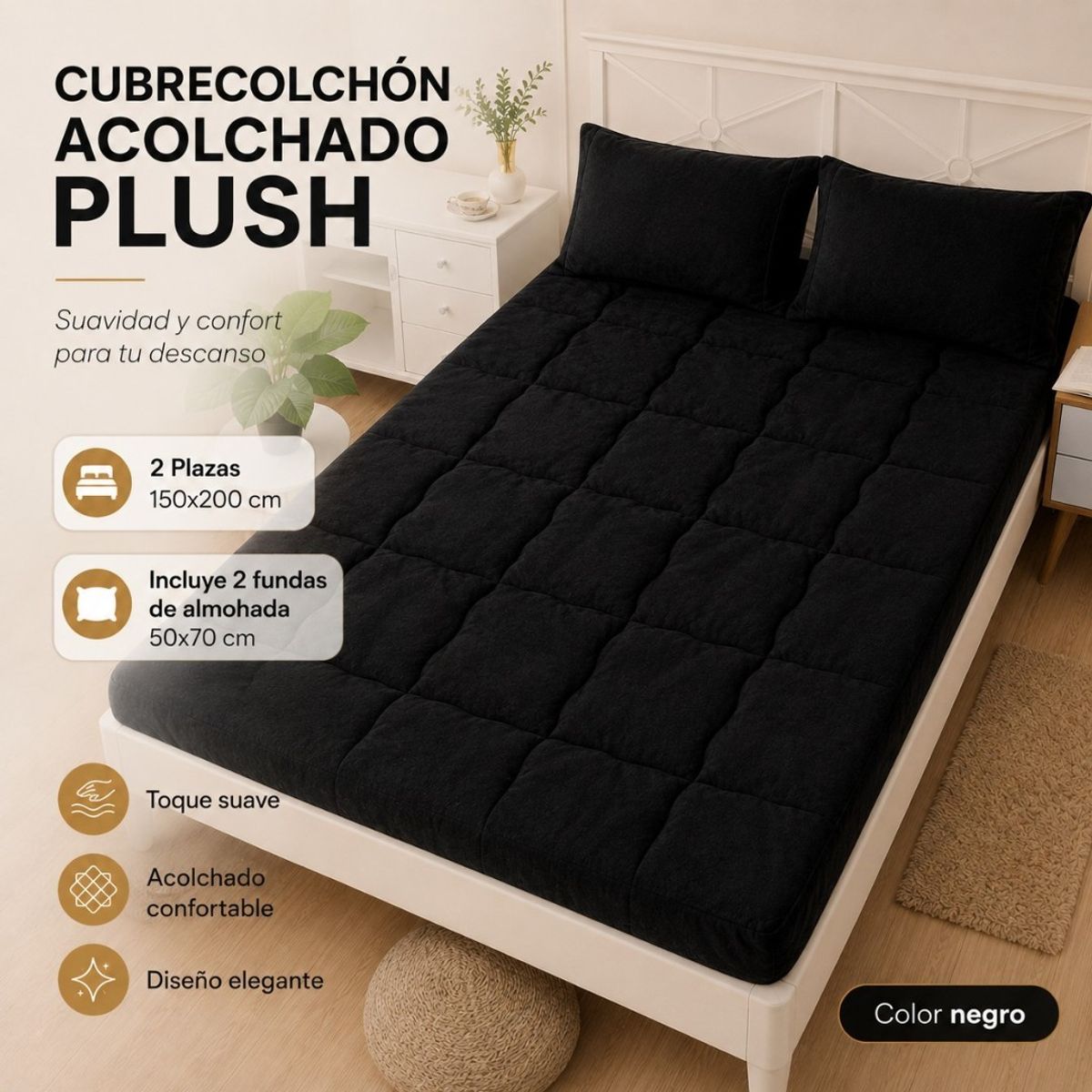 GENERICO - Cubre Colchón Acolchado Grueso  Dos Plazas