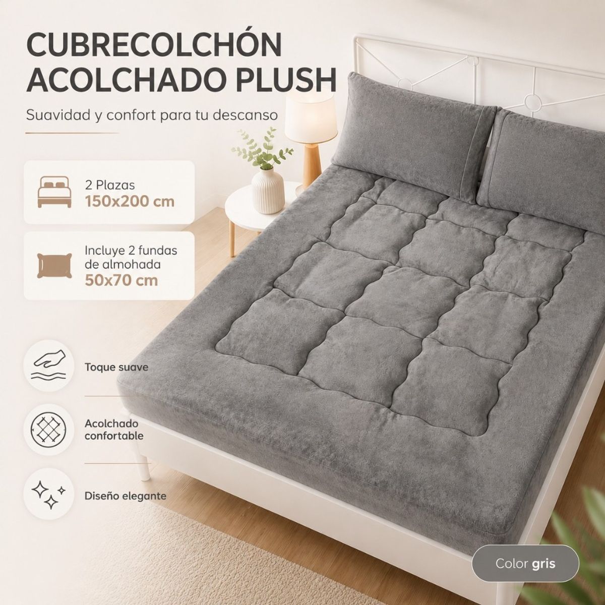 GENERICO - Cubre Colchón Acolchado Grueso  Dos Plazas
