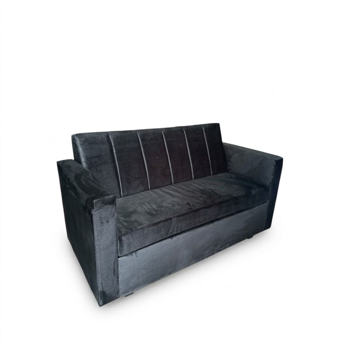 GENERICO - Sofa 2 Cuerpo Rayas Color Negro Felpa