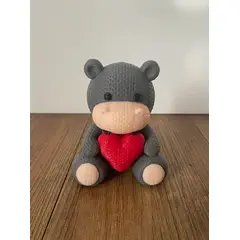 GENERICO - Figura decorativa - Hipopótamo tejido con corazón