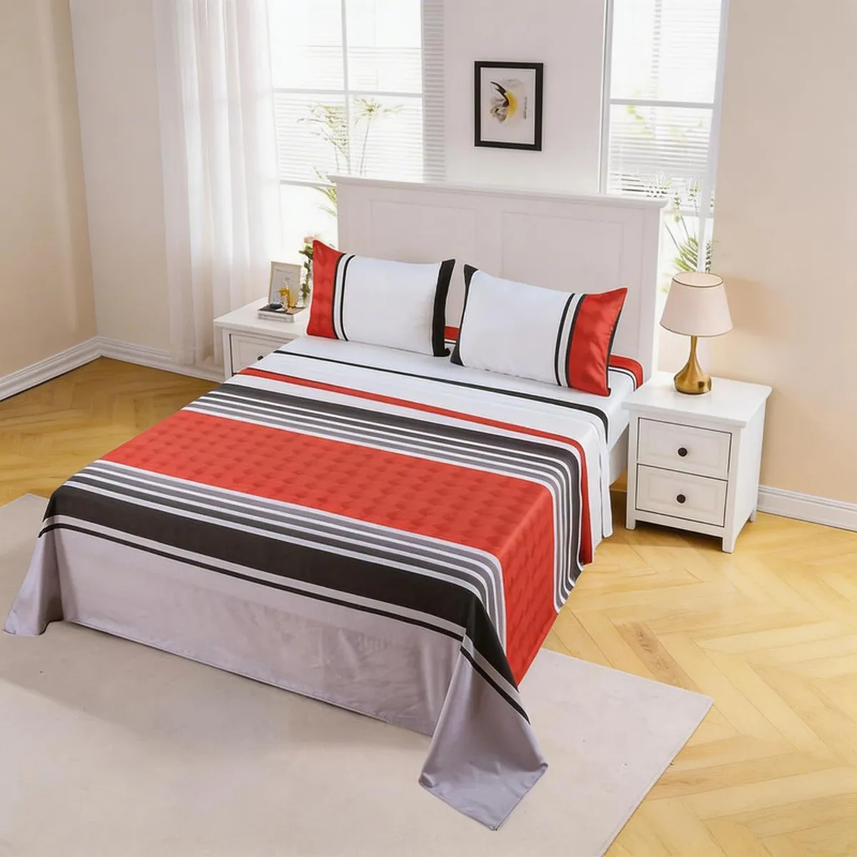 GENERICO - Juego De Sabanas Genericas King + 2 Fundas De Almohada - Multicolor - King