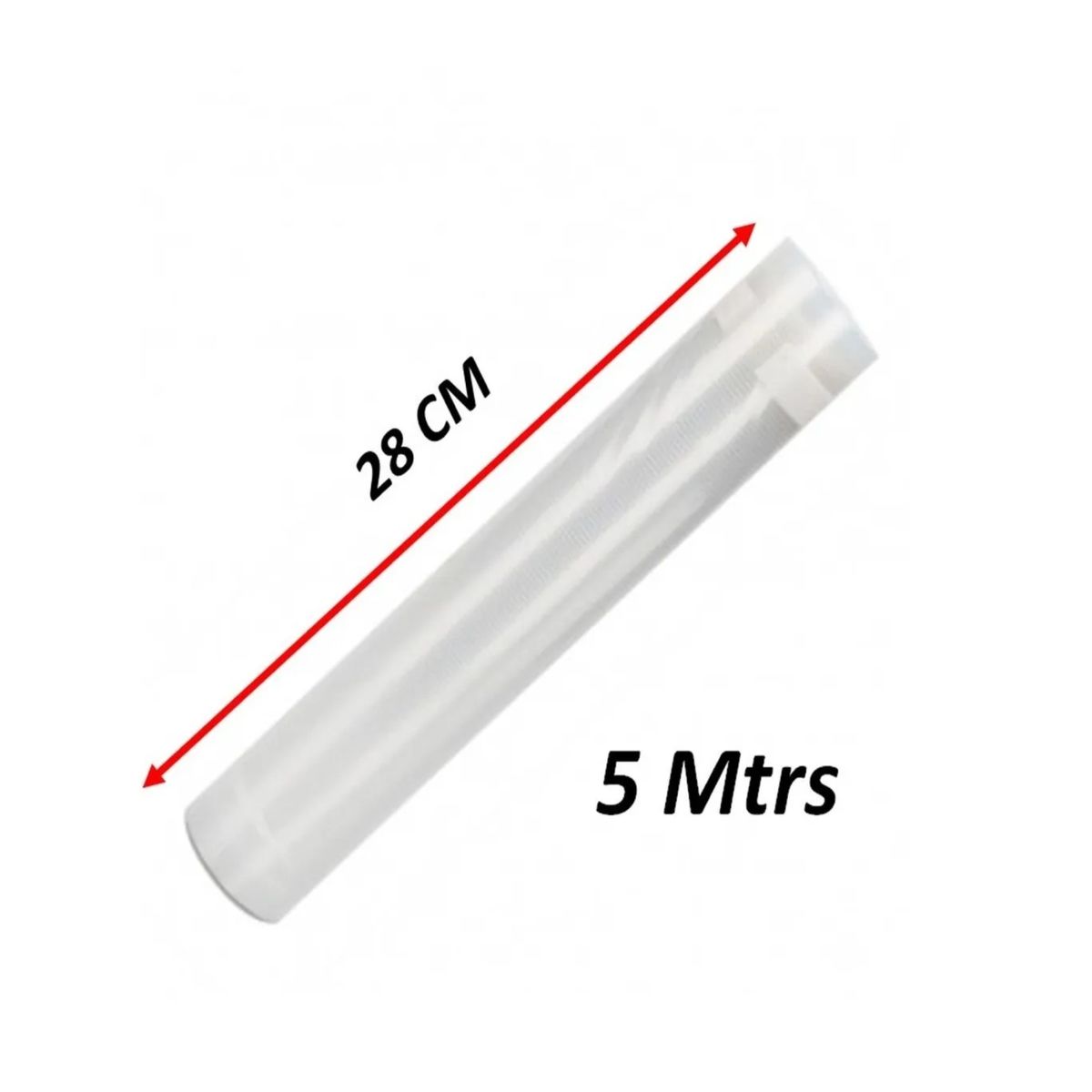 GENERICO - Pack de 5 Rollos para Sellado al Vacío 28cm x 5m Transparente para Alimentos