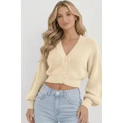 SNOOPY - Cárdigan Sweater Mujer Manga Larga Lanilla A220