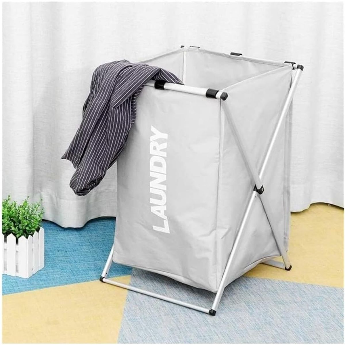 GENERICO - Cesta Canasto Plegable Almacenamiento Ropa Sucia Gris Claro