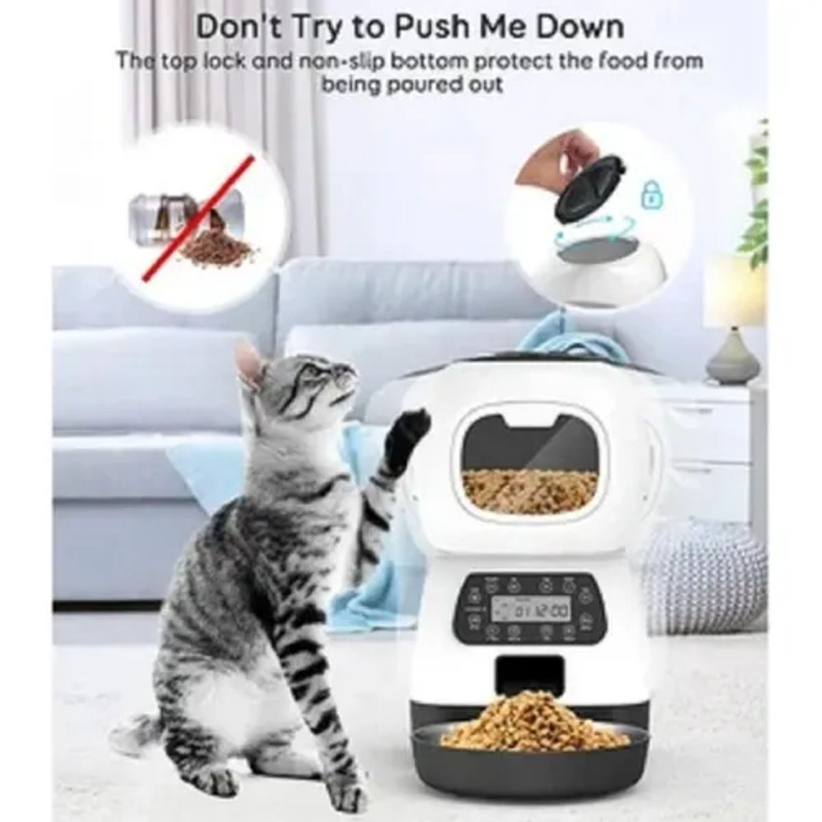 GENERICO - Dispensador Automático De Alimentos Para Mascotas Color Blanco