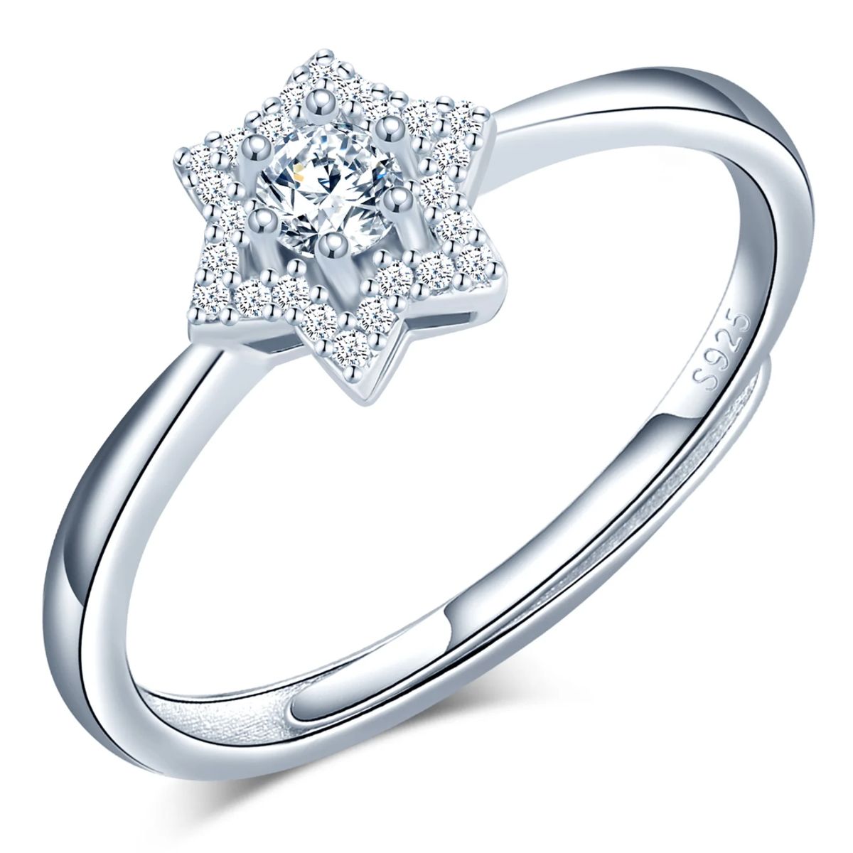 VOUSEZ - Anillo plata 925 ajustable estrella mujer ilusion regalo