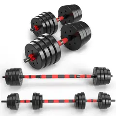 GENERICO - Set Mancuernas y Barra Unibles de 30 Kg PVC set 2 en 1