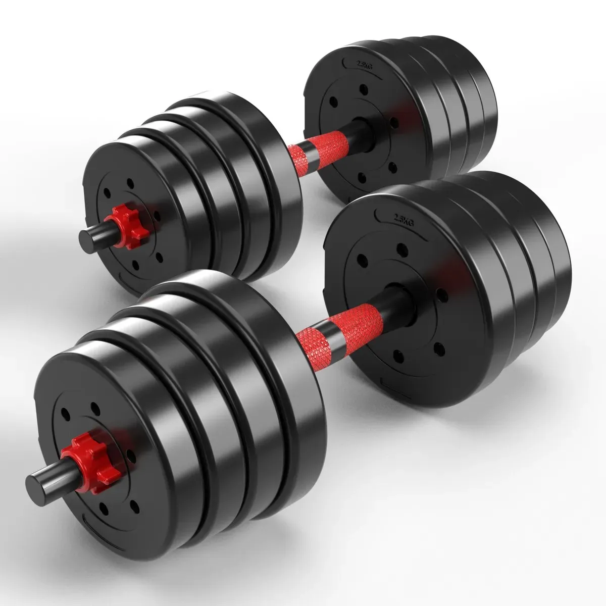 GENERICO - Set Mancuernas y Barra Unibles de 30 Kg PVC set 2 en 1