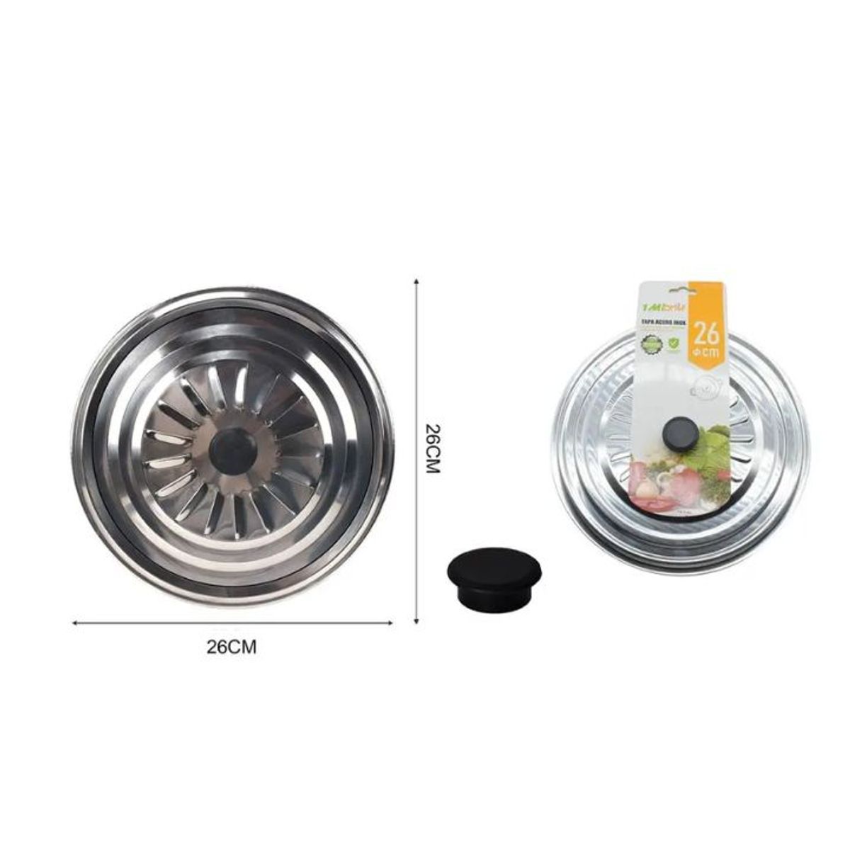 GENERICO - Tapa De Acero Inoxidable 26cm Universal