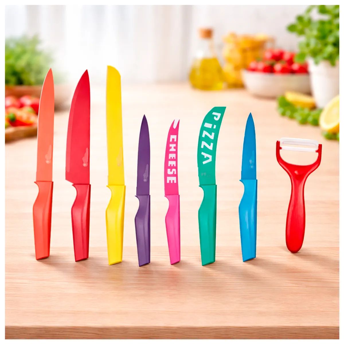 IRM - Set de Cuchillos de cocina Multiuso & Pelador 8pcs Colores