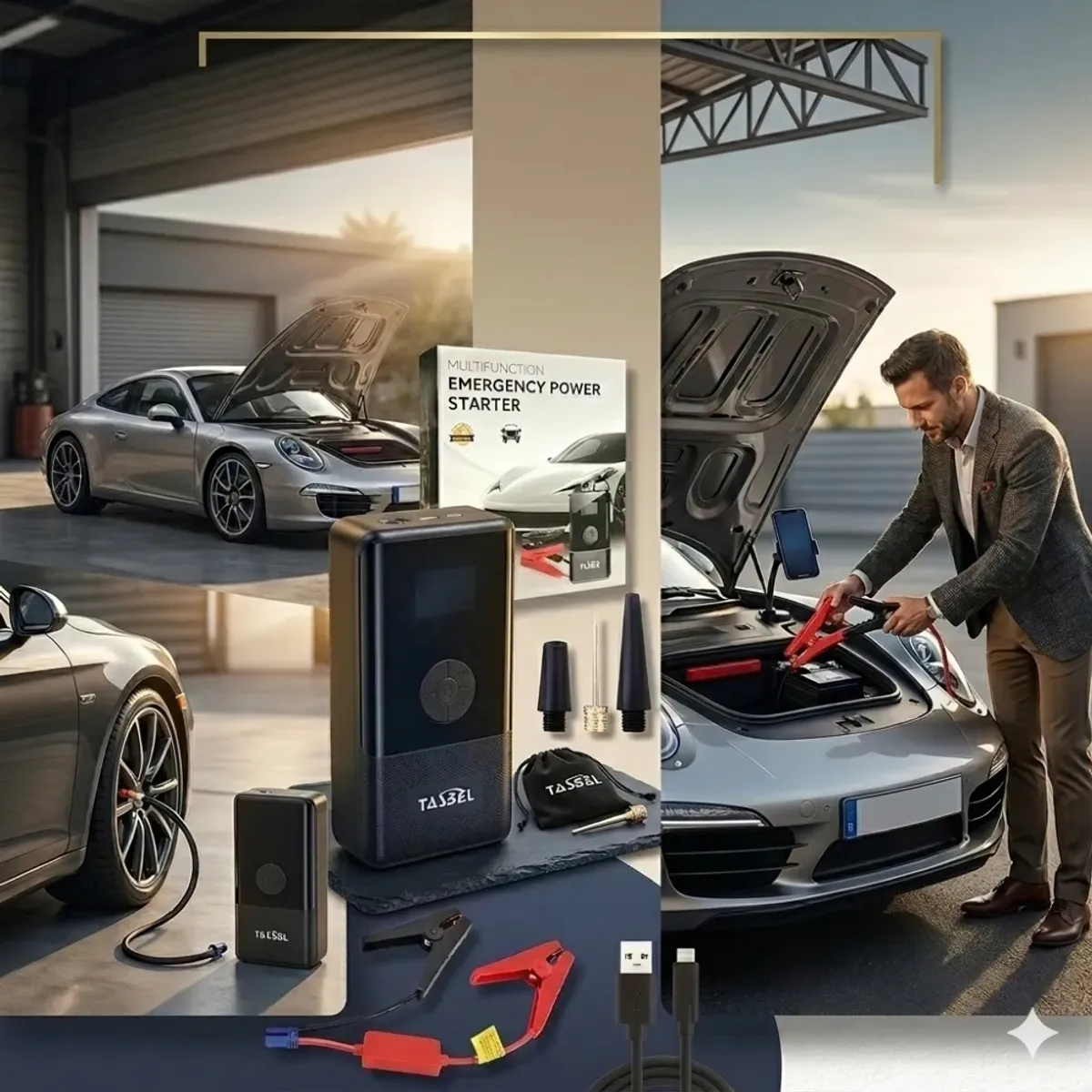 IRM - Partidor De Auto E Inflador Premium Portatil 2 En 1 Compresor Aire Neumaticos 12v FIGOIMPORT