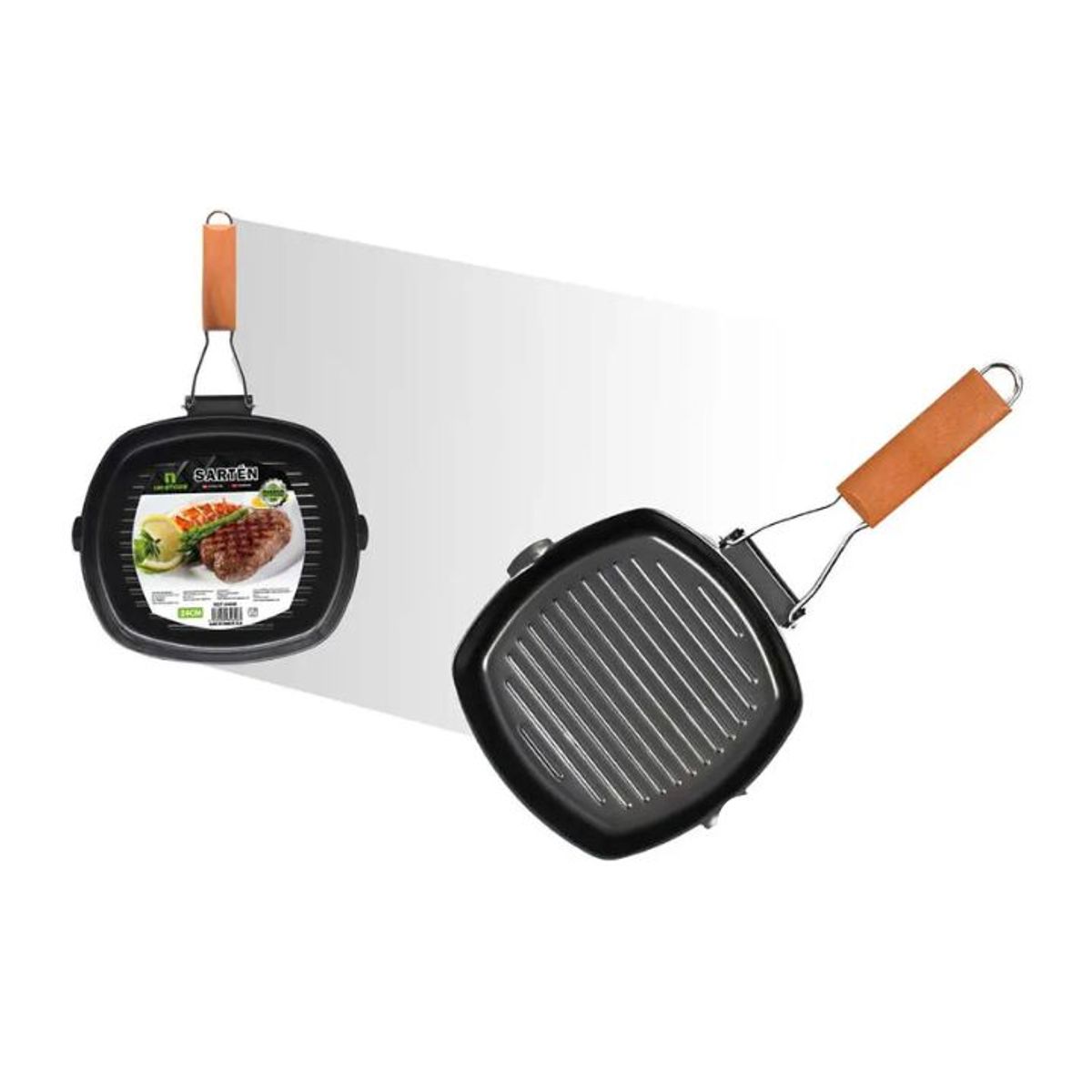 GENERICO - Sartén De Hierro Fundido 24cm Con Mango De Madera