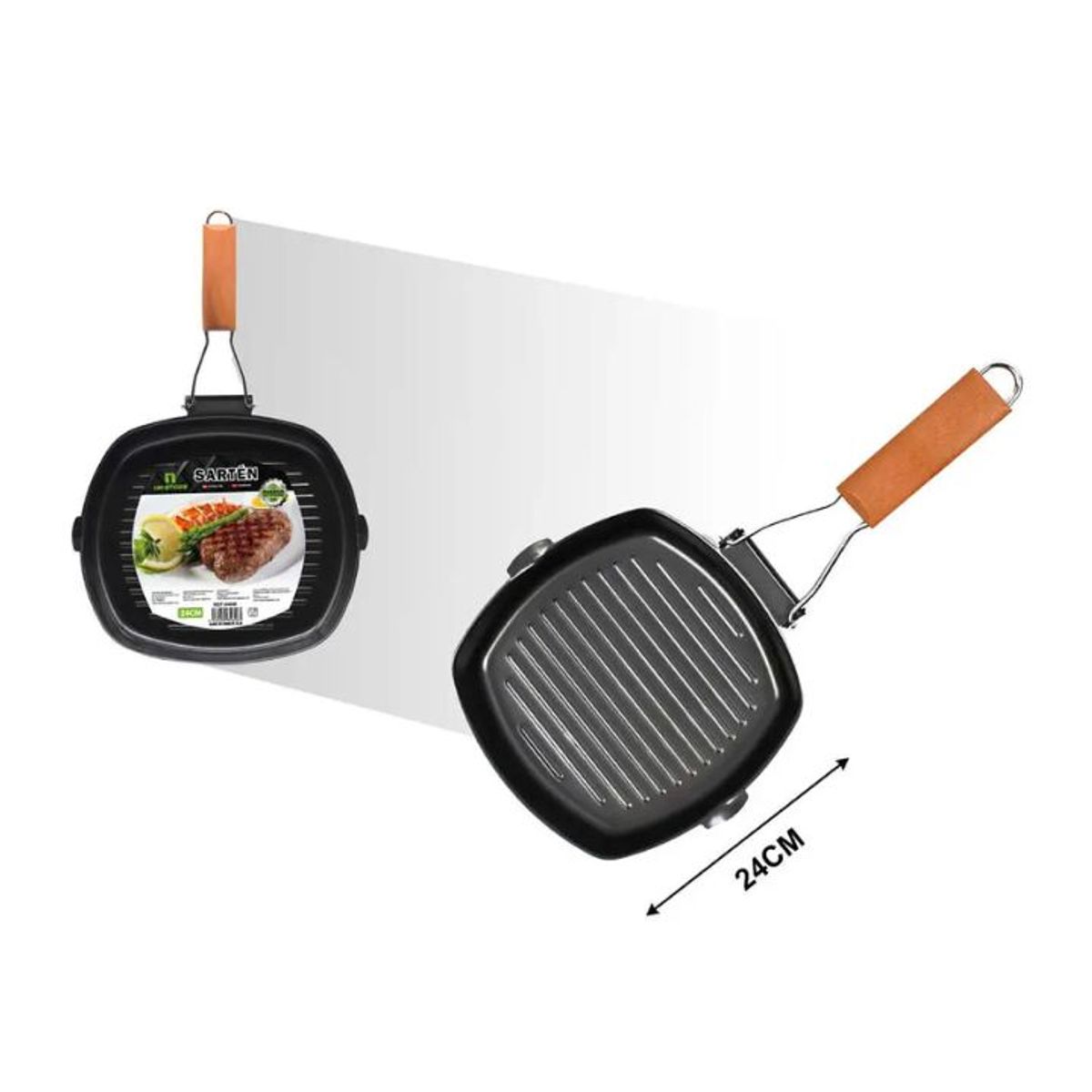 GENERICO - Sartén De Hierro Fundido 24cm Con Mango De Madera
