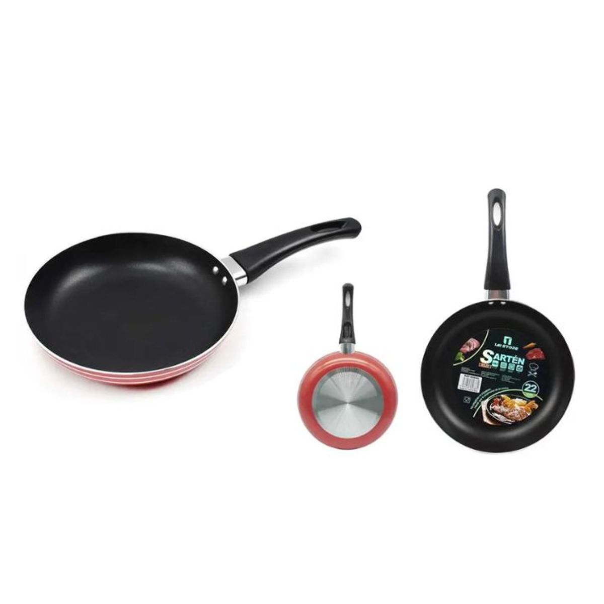 GENERICO - Sartén De Aluminio 22cm Rojo