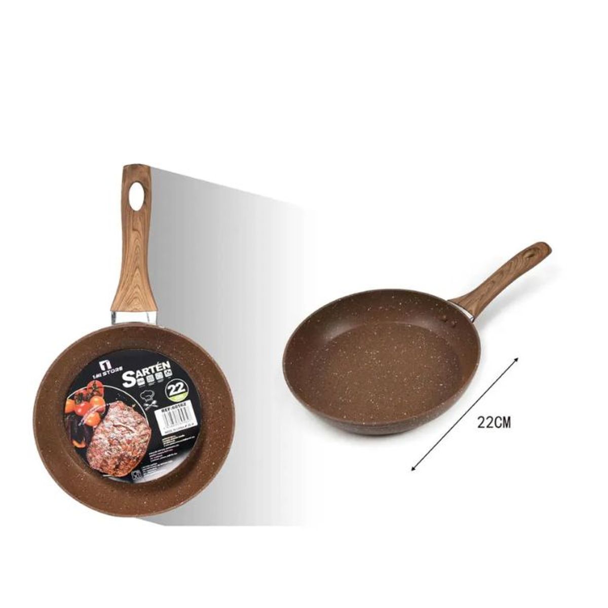 GENERICO - Sartén De Aluminio 22cm Color Marrón