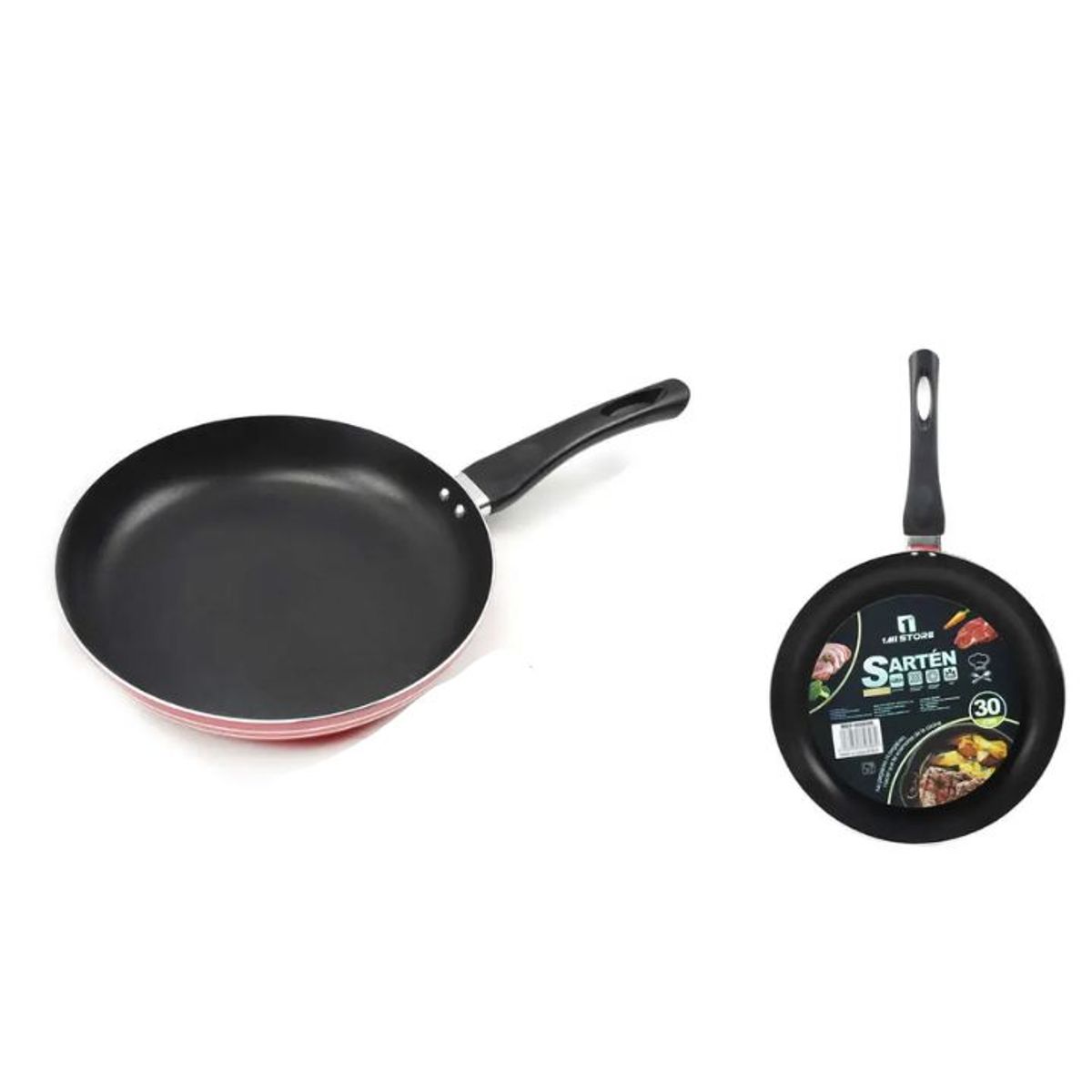 GENERICO - Sartén De Aluminio 30cm Rojo